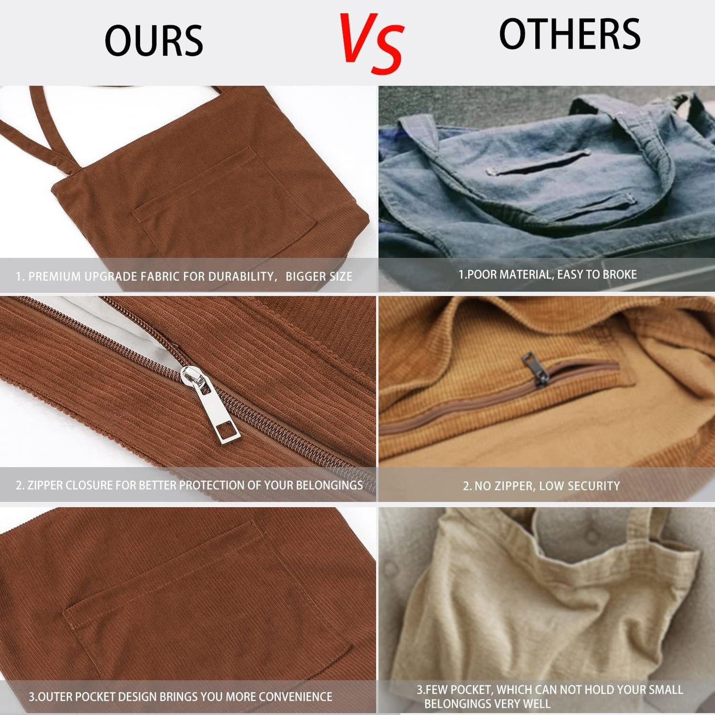 Women Corduroy Tote Bag
