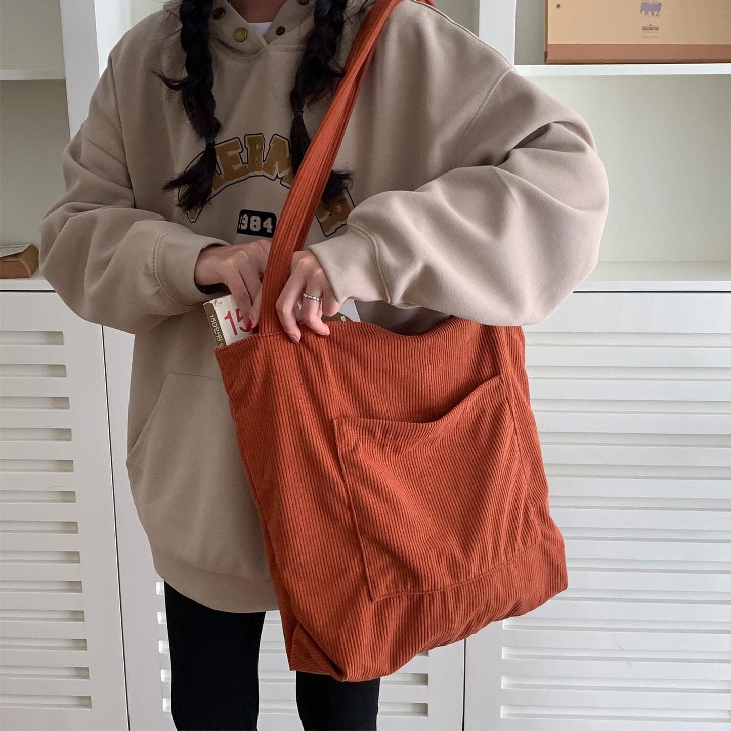 Women Corduroy Tote Bag
