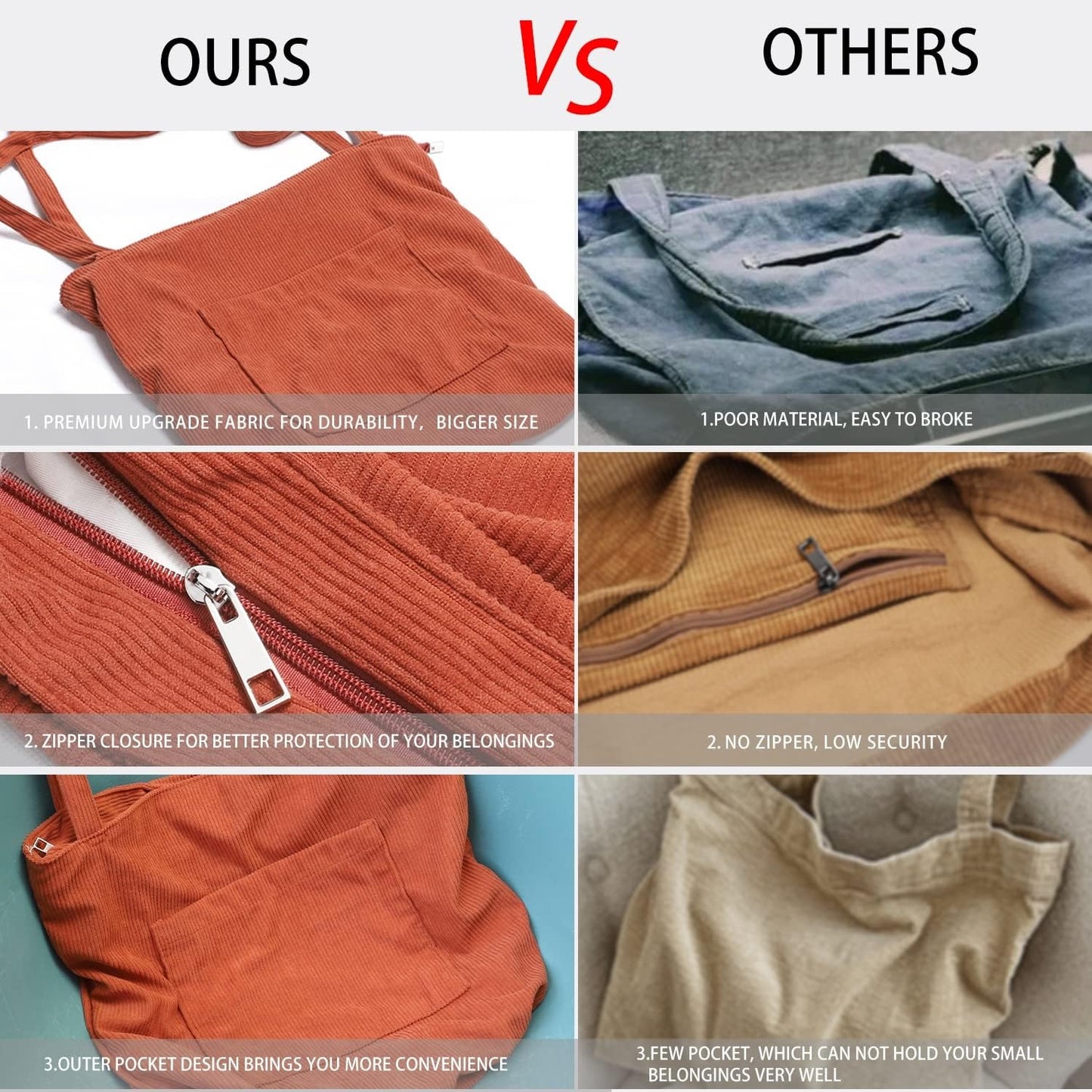 Women Corduroy Tote Bag