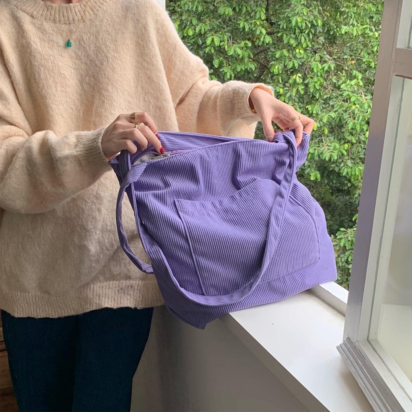 Women Corduroy Tote Bag