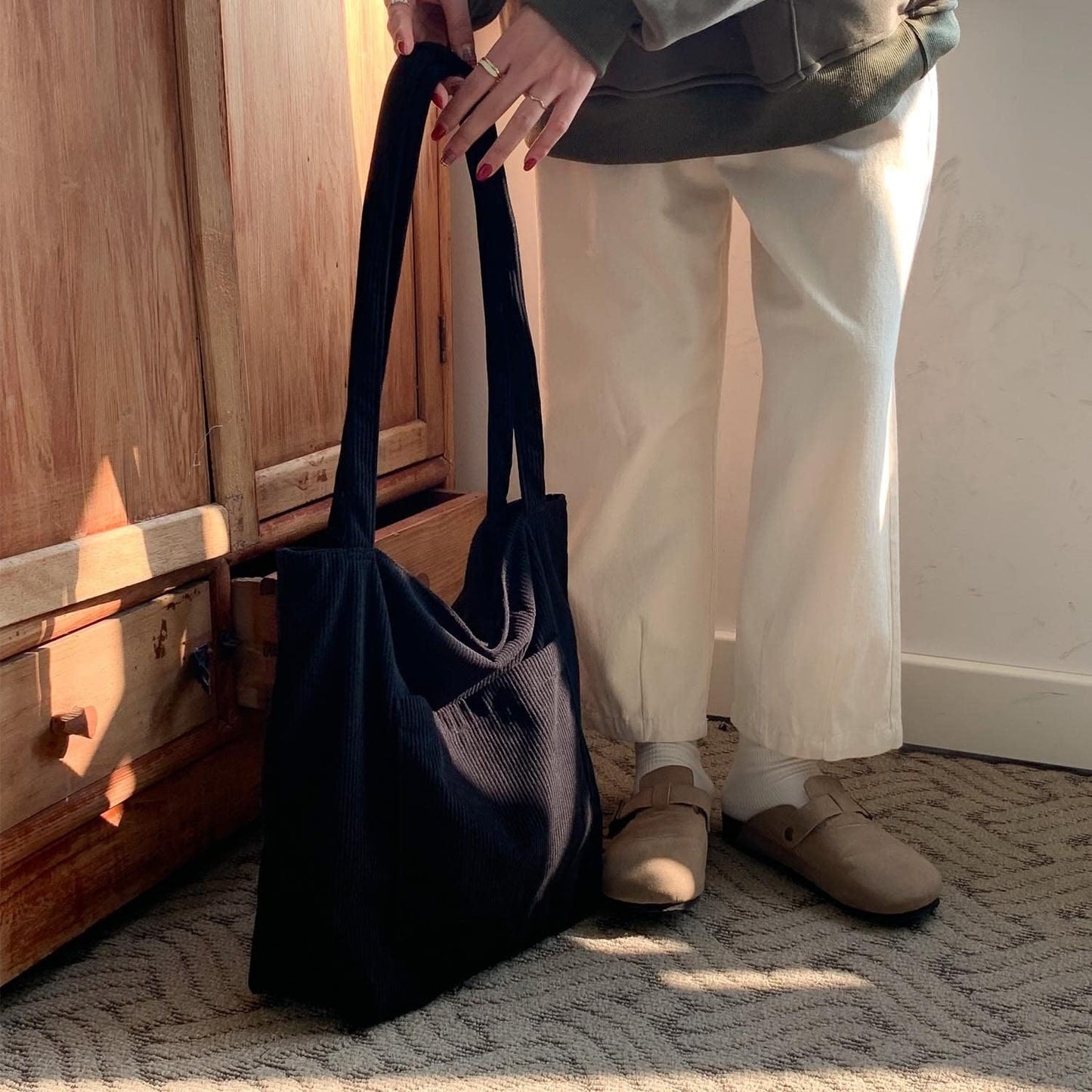 Women Corduroy Tote Bag