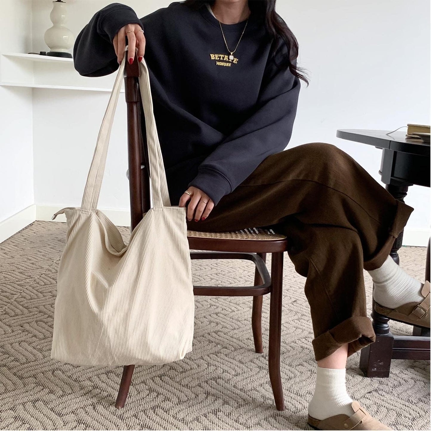 Women Corduroy Tote Bag